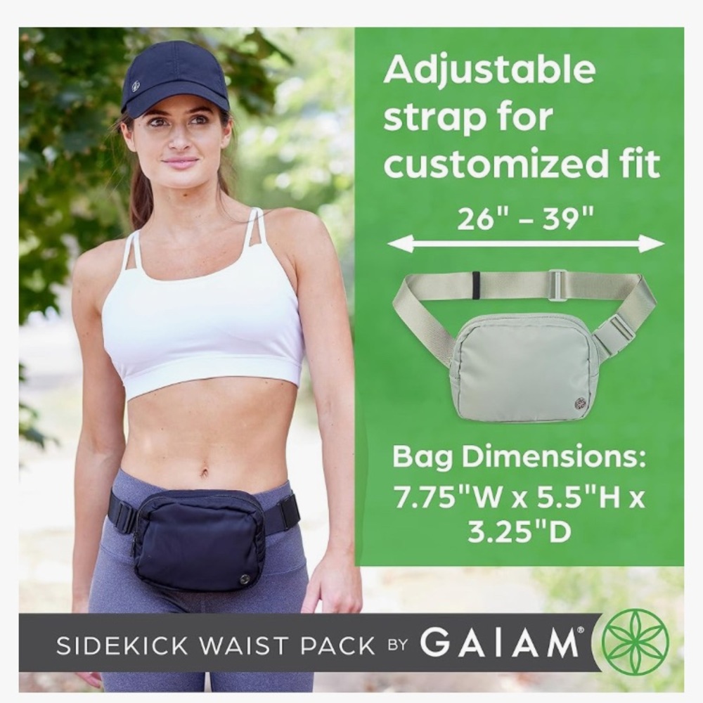 Gaiam Sidekick Waist Pack - Storage Belt Bag for Women And Men -NEW